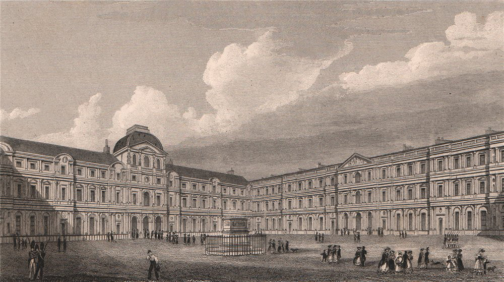 PARIS. Court of the Louvre. BICKNELL 1845 old antique vintage print picture